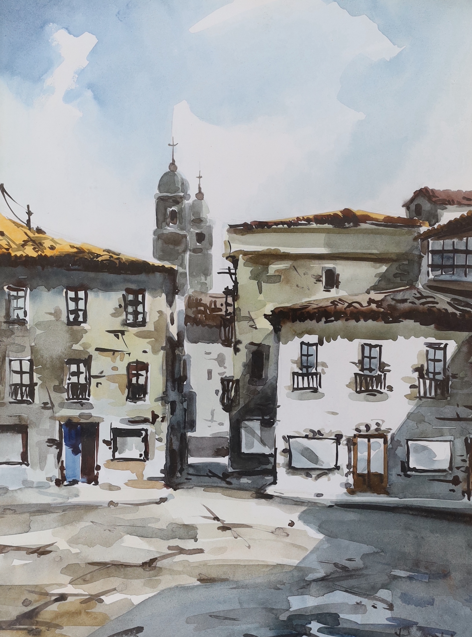 Javier Varela Guillot, watercolour, Spanish town scene, signed and dated '66, 48 x 63cm